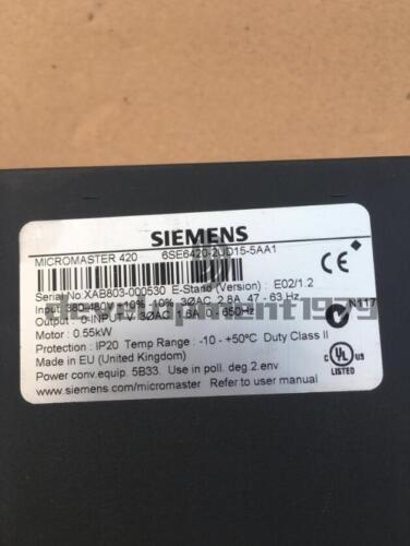 Siemens 6Se6420-2Ud15-5Aa1 Inverter Used 100% Quality Guarantee Distributor Supply Platform Buy